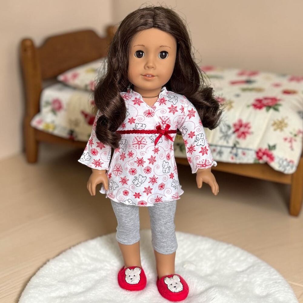 American Girl Truly Me #69 in Janie & Jack Plaid & Coconut Holiday Pajamas - Picture 6 of 8